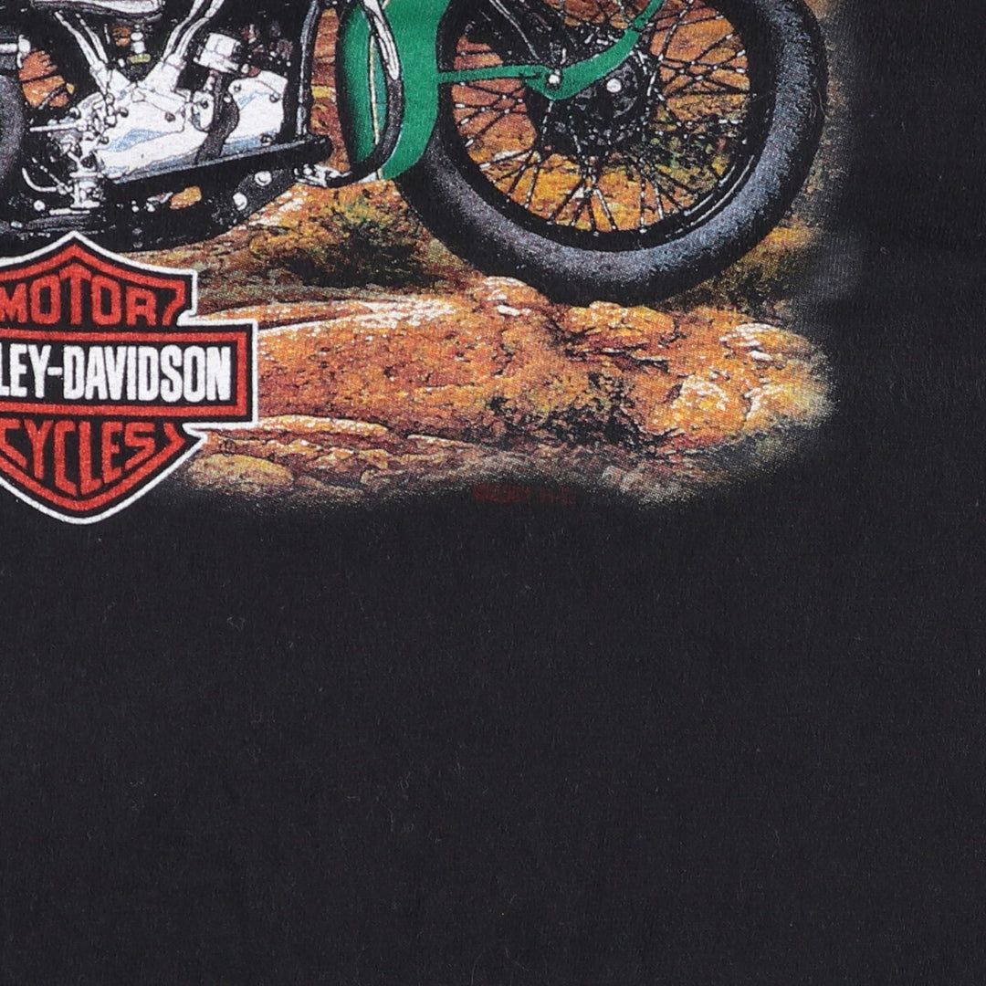 00'S Harley-Davidson Motorcycle Bike T-shirt Made in USA Men's XL cotton black type Vintage Second Hand