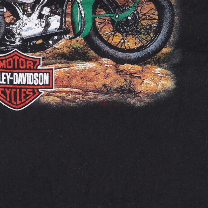 00'S Harley-Davidson Motorcycle Bike T-shirt Made in USA Men's XL cotton black type Vintage Second Hand