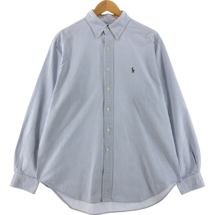 Ralph Lauren Classic Fit Long Sleeve Button Down Striped Shirt, Men's Size L cotton Blue type light blue Vintage Second Hand