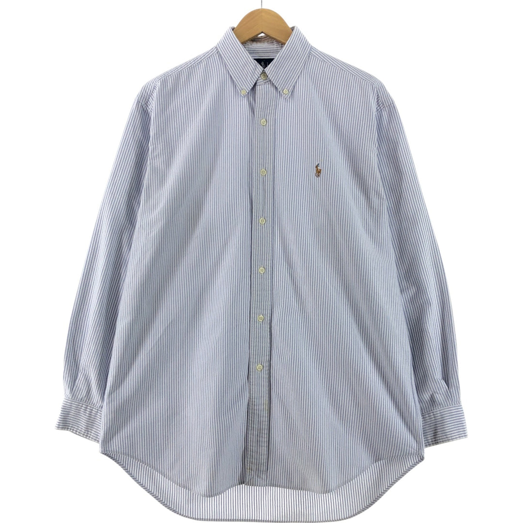 Ralph Lauren BLAKE long sleeve button down striped shirt, men's size M cotton Blue type light blue Vintage Second Hand