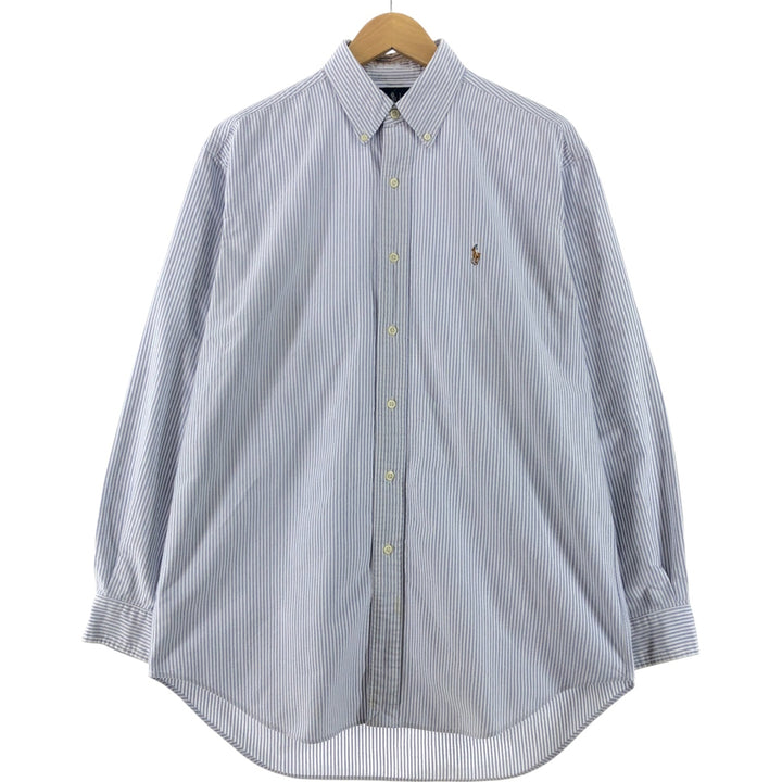 Ralph Lauren BLAKE long sleeve button down striped shirt, men's size M cotton Blue type light blue Vintage Second Hand