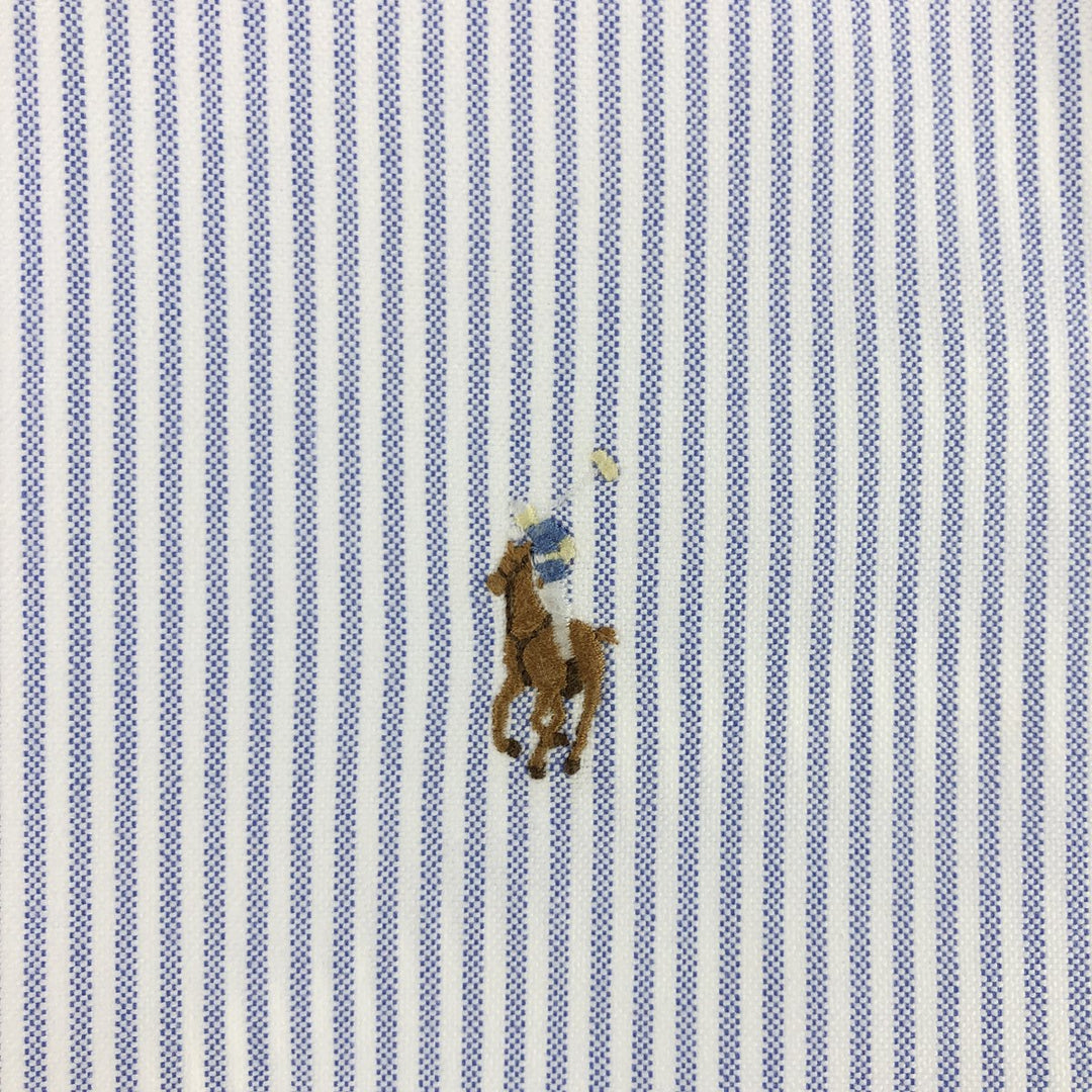 Ralph Lauren BLAKE long sleeve button down striped shirt, men's size M cotton Blue type light blue Vintage Second Hand