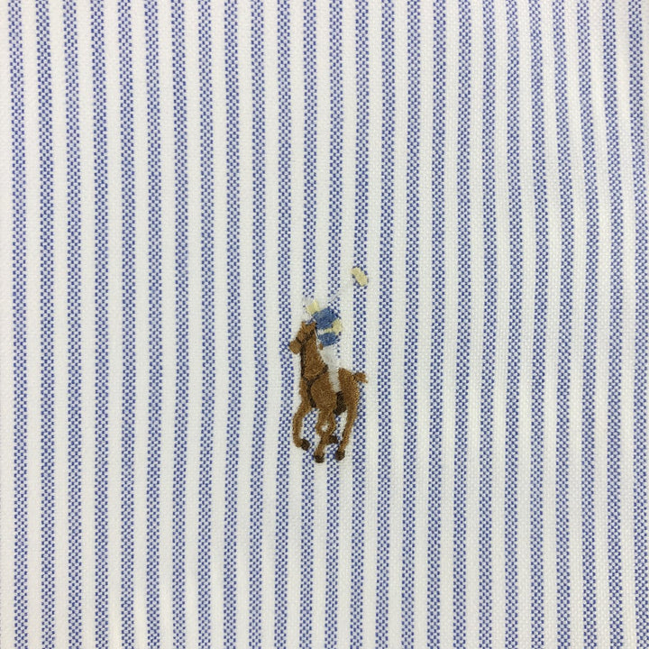 Ralph Lauren BLAKE long sleeve button down striped shirt, men's size M cotton Blue type light blue Vintage Second Hand