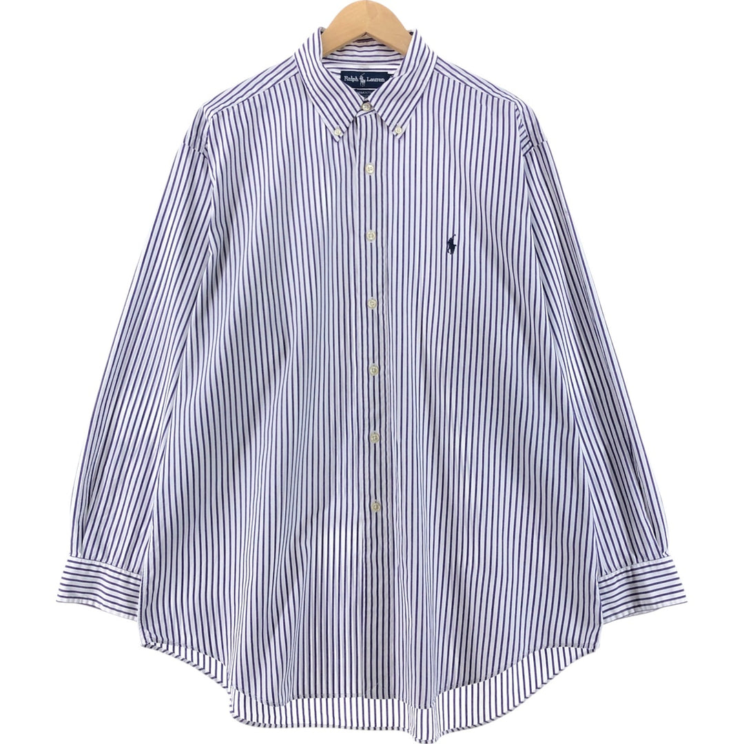 Ralph Lauren YARMOUTH Long Sleeve Button-Down Striped Shirt, Men's XL cotton purple type Vintage Second Hand