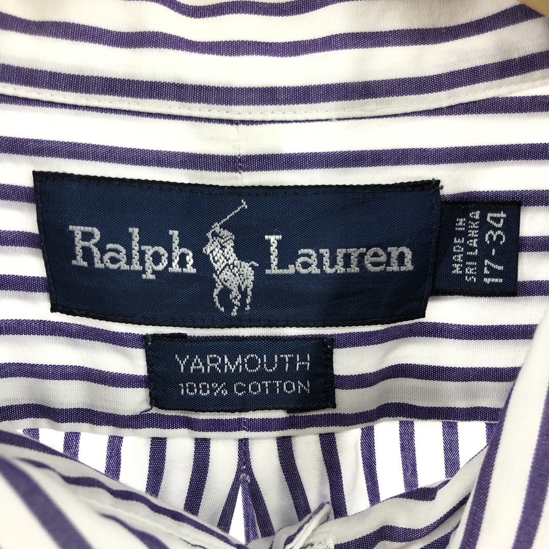 Ralph Lauren YARMOUTH Long Sleeve Button-Down Striped Shirt, Men's XL cotton purple type Vintage Second Hand