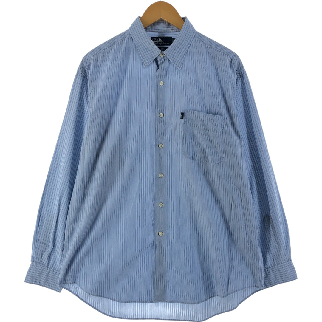 Ralph Lauren CRANE Long Sleeve Cotton Striped Shirt Men's Size L cotton Blue type light blue Vintage Second Hand