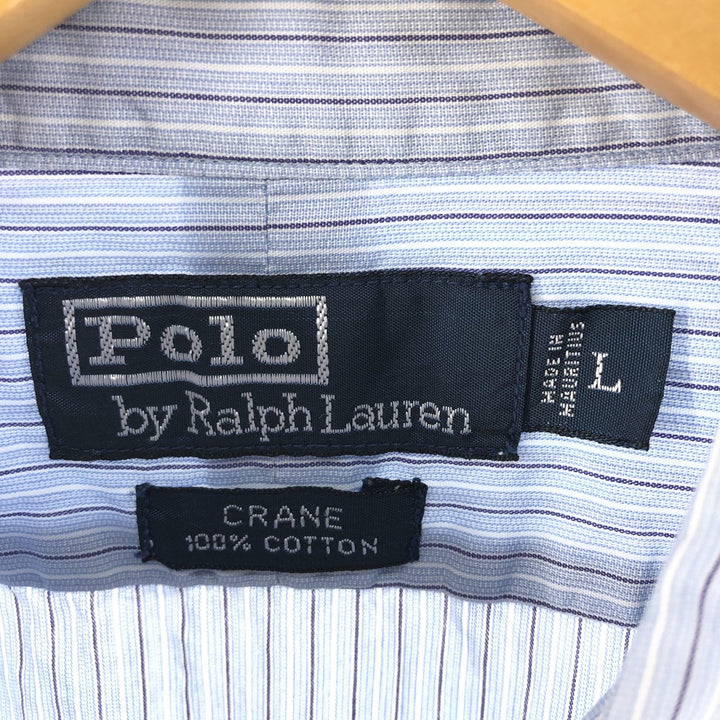 Ralph Lauren CRANE Long Sleeve Cotton Striped Shirt Men's Size L cotton Blue type light blue Vintage Second Hand