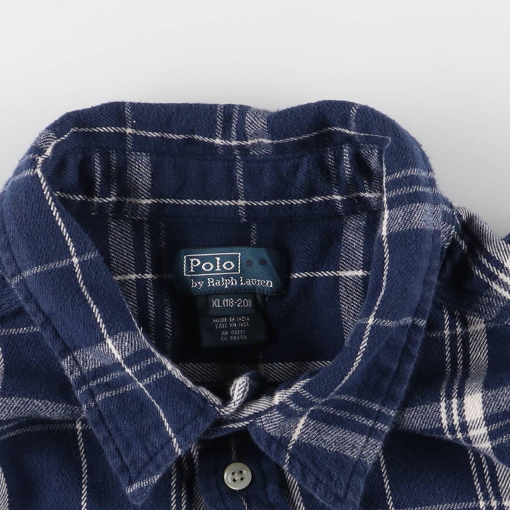 Ralph Lauren POLO by Ralph Lauren Long Sleeve Cotton Check Shirt Women's XL cotton navy blue type Vintage Second Hand