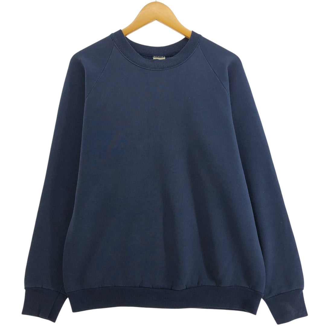80'S Fruit of the Loom Plain Blank Sweatshirt, Made in USA, Men's Size L, Vintage cotton navy blue type Vintage Second Hand
