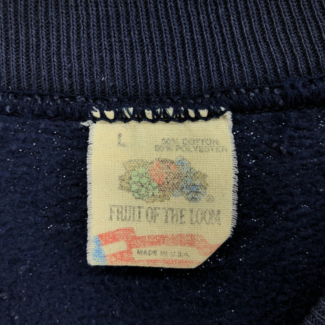 80'S Fruit of the Loom Plain Blank Sweatshirt, Made in USA, Men's Size L, Vintage cotton navy blue type Vintage Second Hand