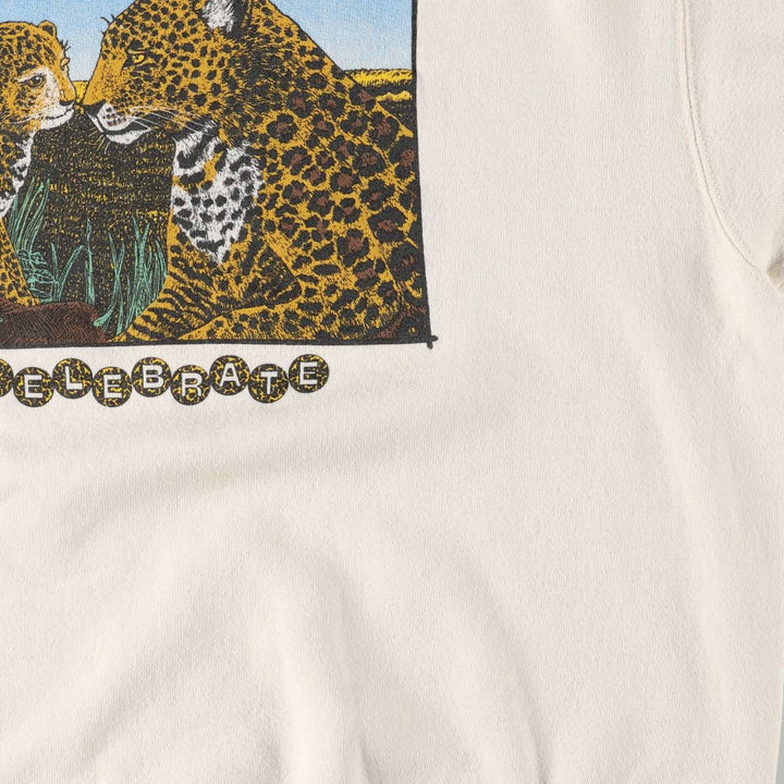 90'S Fruit of the Loom Animal Sweatshirt, Men's XL Size Vintage cotton white type Vintage Second Hand