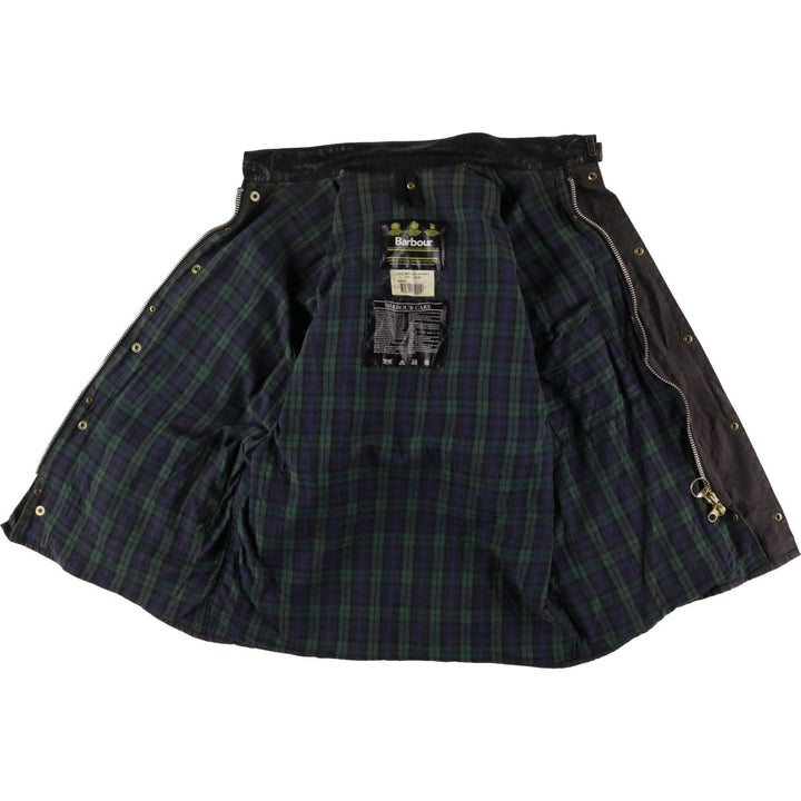 90'S Barbour Beacon Jacket Badge Waxed Cotton Oiled Jacket Made in the UK C44 Men's L size cotton black type Vintage Second Hand