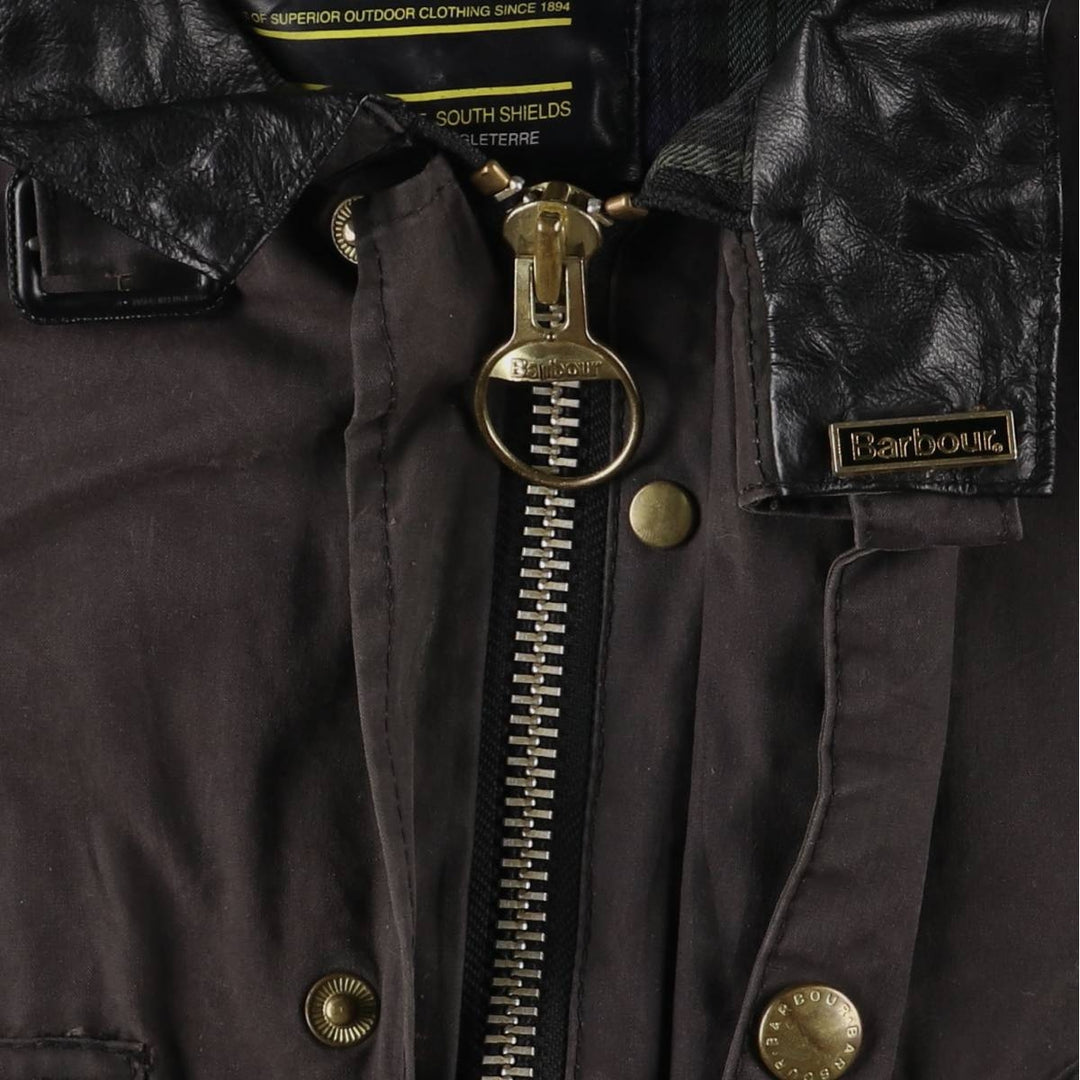 90'S Barbour Beacon Jacket Badge Waxed Cotton Oiled Jacket Made in the UK C44 Men's L size cotton black type Vintage Second Hand