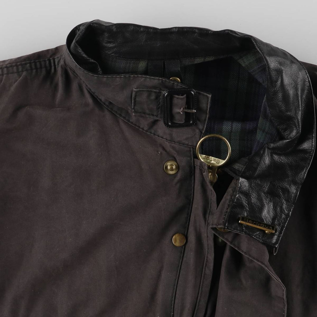 90'S Barbour Beacon Jacket Badge Waxed Cotton Oiled Jacket Made in the UK C44 Men's L size cotton black type Vintage Second Hand