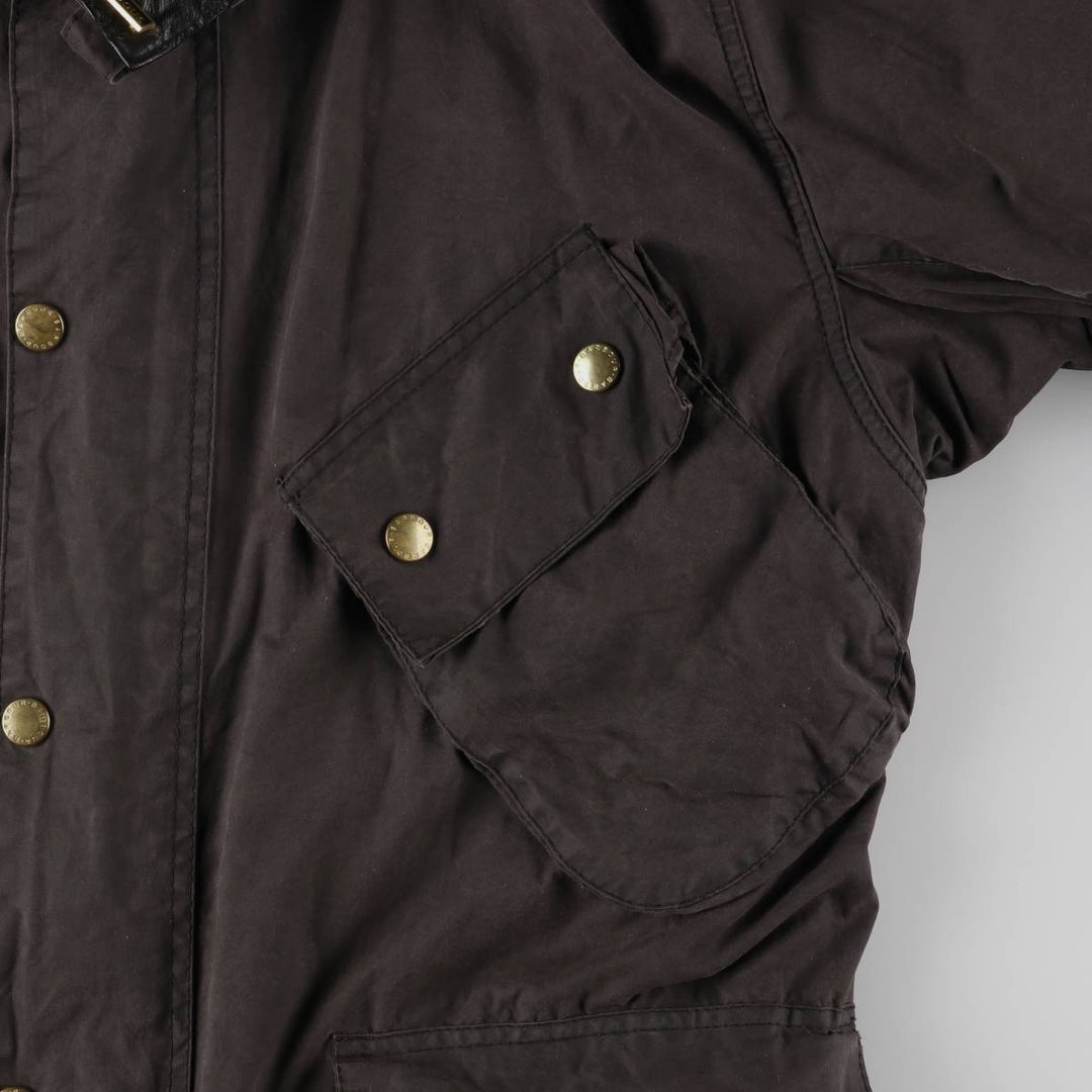 90'S Barbour Beacon Jacket Badge Waxed Cotton Oiled Jacket Made in the UK C44 Men's L size cotton black type Vintage Second Hand