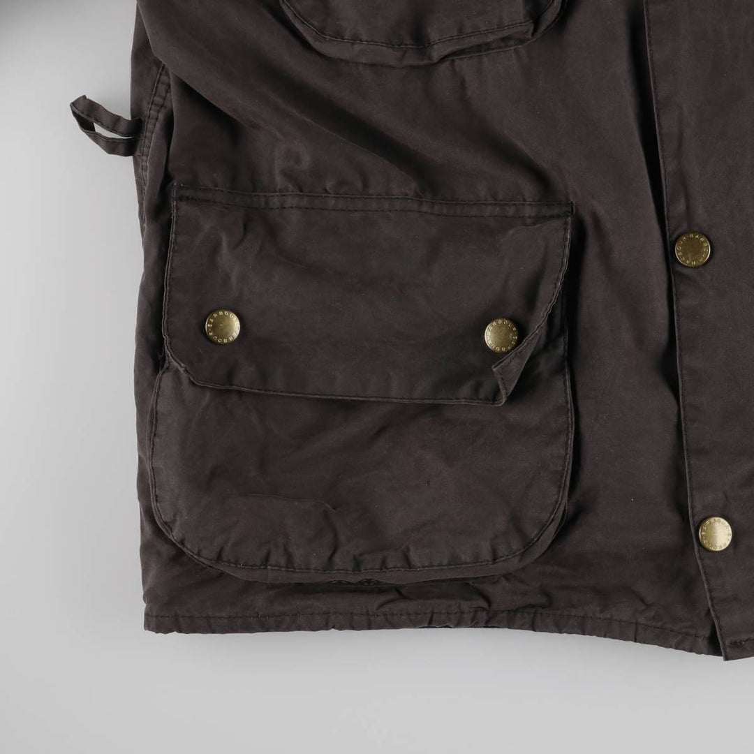 90'S Barbour Beacon Jacket Badge Waxed Cotton Oiled Jacket Made in the UK C44 Men's L size cotton black type Vintage Second Hand