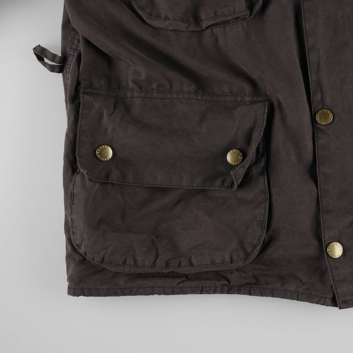90'S Barbour Beacon Jacket Badge Waxed Cotton Oiled Jacket Made in the UK C44 Men's L size cotton black type Vintage Second Hand