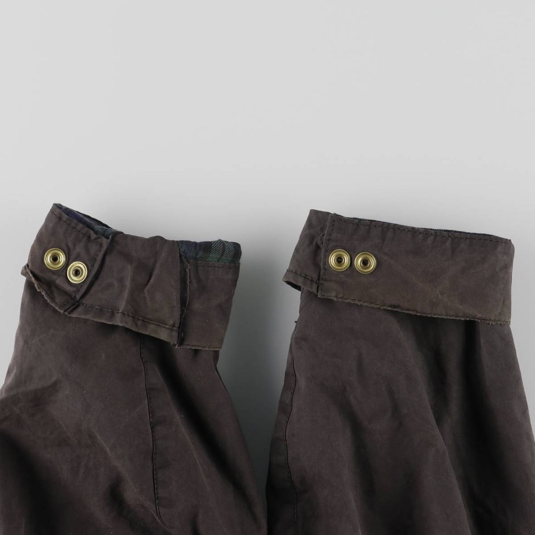 90'S Barbour Beacon Jacket Badge Waxed Cotton Oiled Jacket Made in the UK C44 Men's L size cotton black type Vintage Second Hand