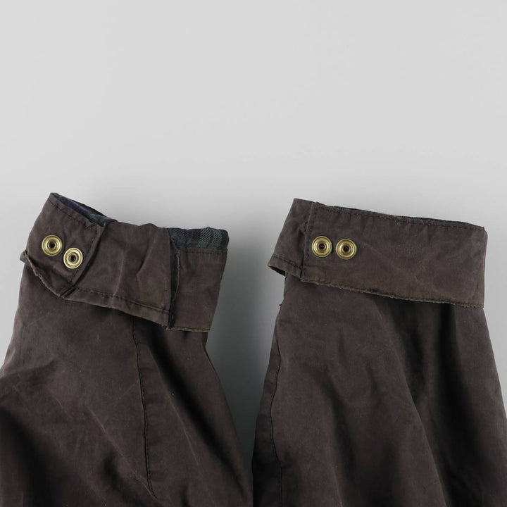 90'S Barbour Beacon Jacket Badge Waxed Cotton Oiled Jacket Made in the UK C44 Men's L size cotton black type Vintage Second Hand