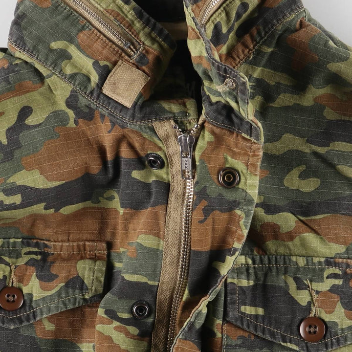STUSSY Camouflage Pattern Military Jacket, Men's M size cotton Khaki type sage green Vintage Second Hand