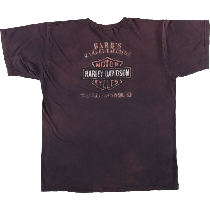 Harley-Davidson Eagle Pattern Motorcycle Bike T-shirt Made in USA Men's XL cotton black type Vintage Second Hand