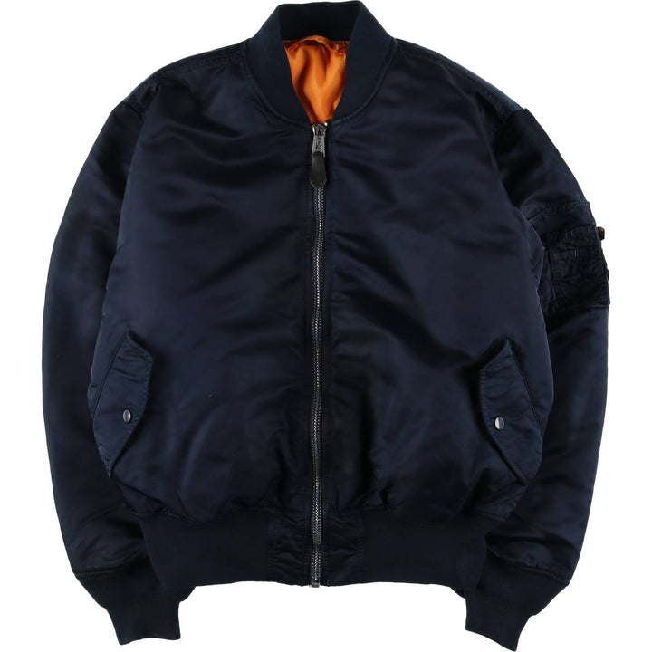 Civilian Alpha ALPHA MA-1 type military flight jacket, men's XL equivalent Nylon navy blue type Vintage Second Hand