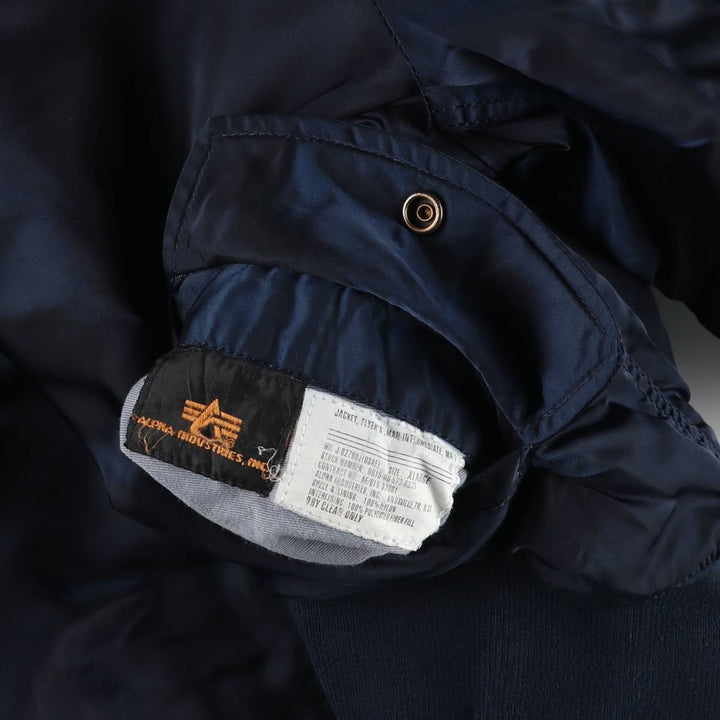 Civilian Alpha ALPHA MA-1 type military flight jacket, men's XL equivalent Nylon navy blue type Vintage Second Hand
