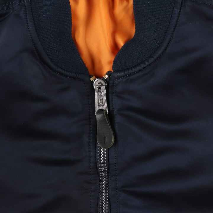 Civilian Alpha ALPHA MA-1 type military flight jacket, men's XL equivalent Nylon navy blue type Vintage Second Hand