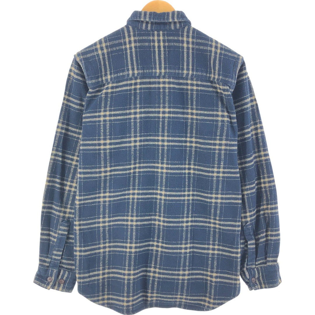 CARIBOU CREEK Long Sleeve Heavy Flannel Check Shirt Men's Size L cotton navy blue type Vintage Second Hand