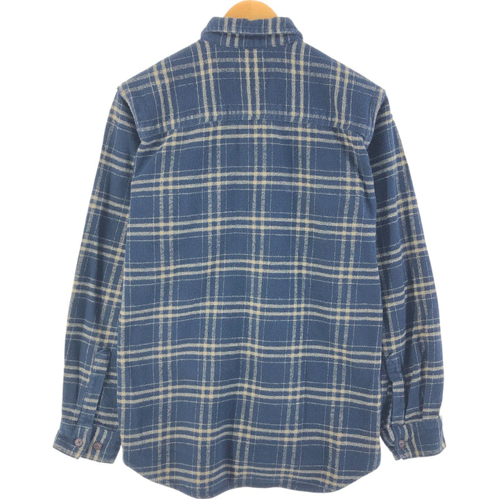 CARIBOU CREEK Long Sleeve Heavy Flannel Check Shirt Men's Size L cotton navy blue type Vintage Second Hand