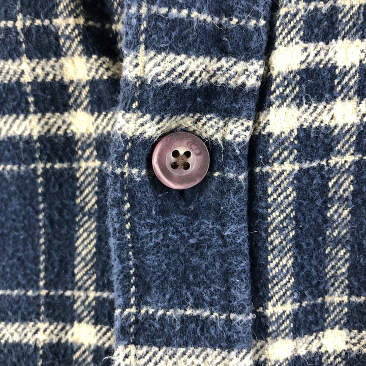 CARIBOU CREEK Long Sleeve Heavy Flannel Check Shirt Men's Size L cotton navy blue type Vintage Second Hand