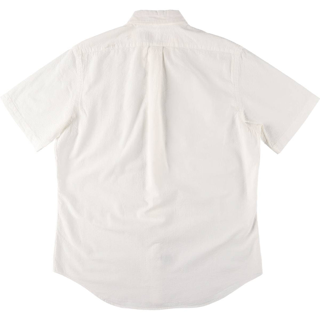 Ralph Lauren Seersucker short sleeve button down shirt, men's size L cotton white type Vintage Second Hand