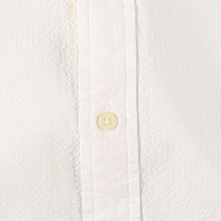 Ralph Lauren Seersucker short sleeve button down shirt, men's size L cotton white type Vintage Second Hand