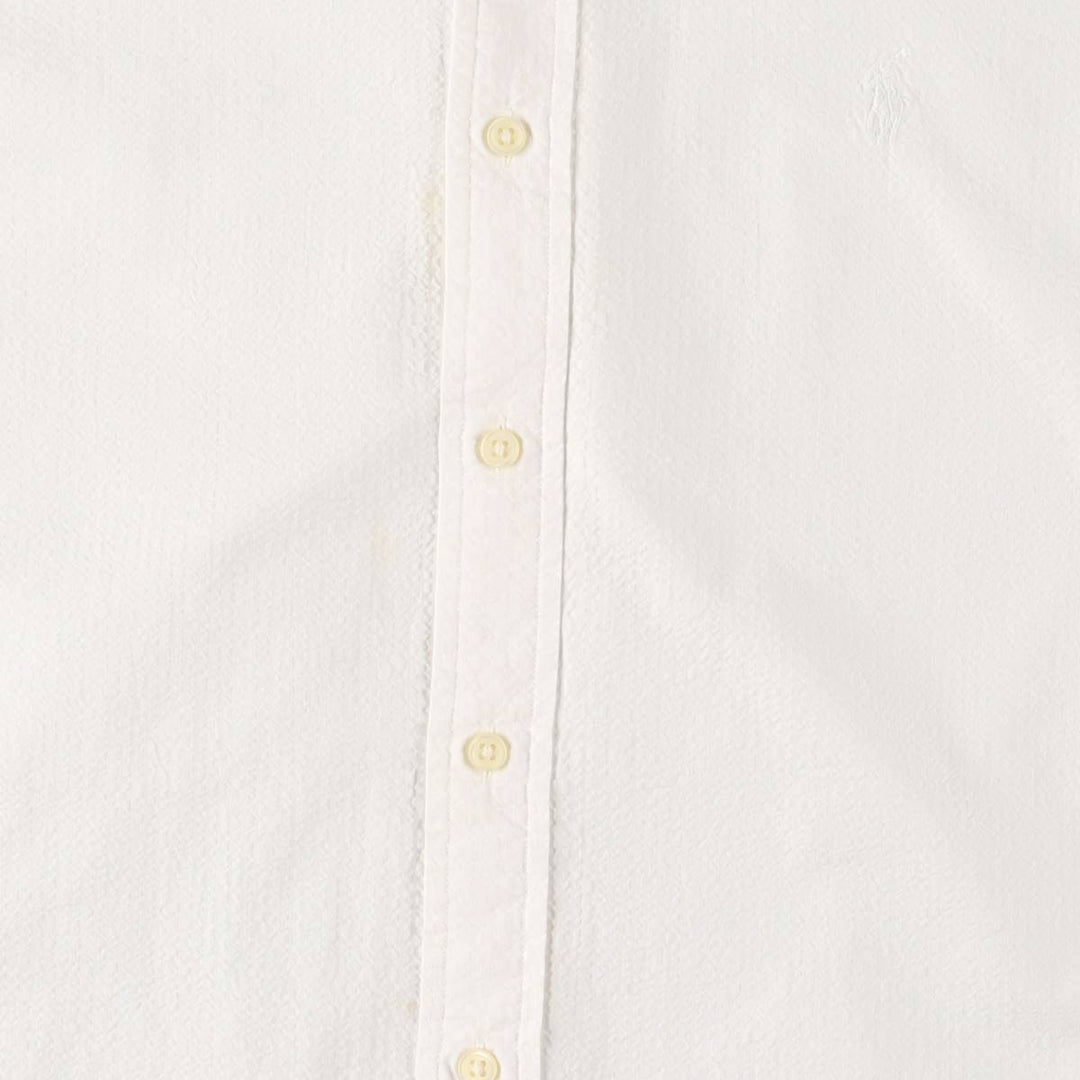 Ralph Lauren Seersucker short sleeve button down shirt, men's size L cotton white type Vintage Second Hand