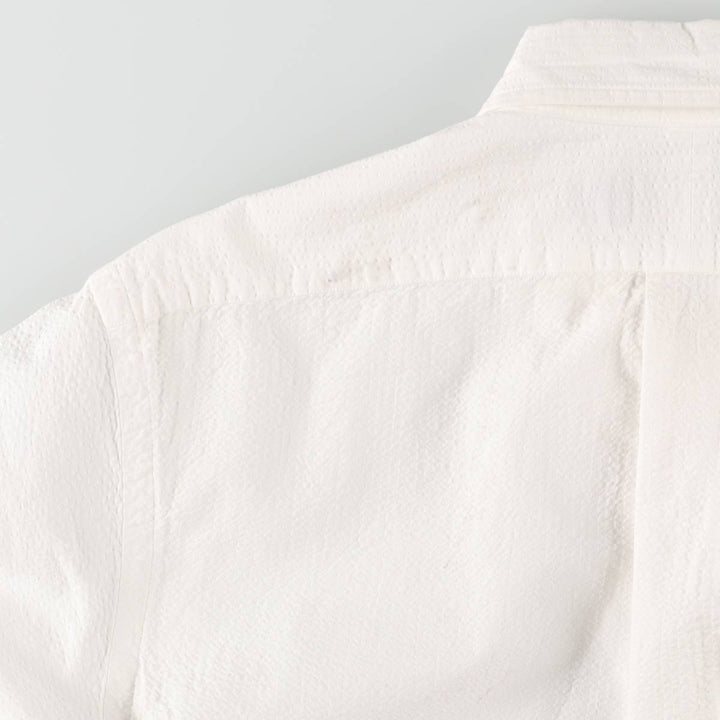 Ralph Lauren Seersucker short sleeve button down shirt, men's size L cotton white type Vintage Second Hand