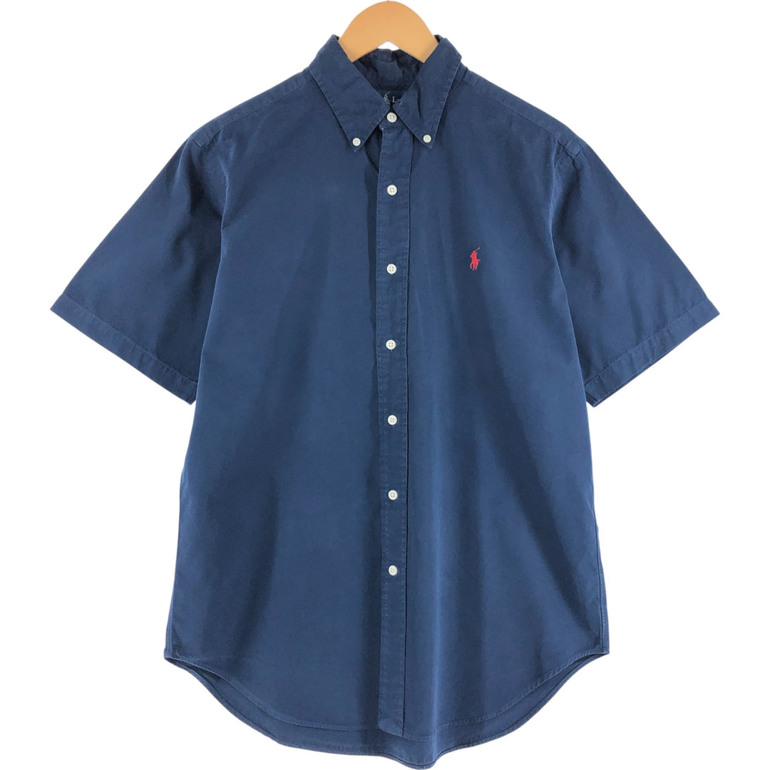 Ralph Lauren Classic Fit short sleeve button down shirt, men's size M cotton navy blue type Vintage Second Hand