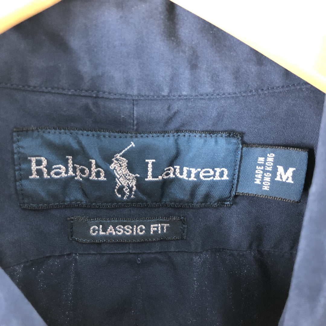 Ralph Lauren Classic Fit short sleeve button down shirt, men's size M cotton navy blue type Vintage Second Hand