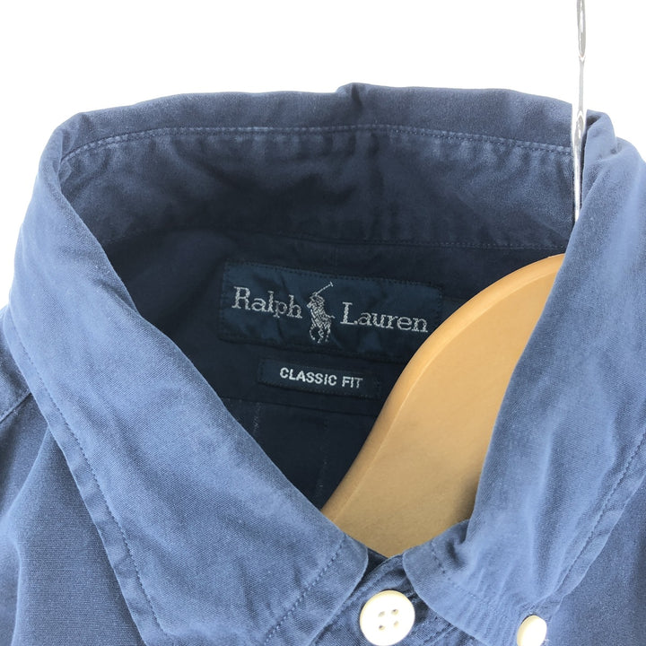 Ralph Lauren Classic Fit short sleeve button down shirt, men's size M cotton navy blue type Vintage Second Hand