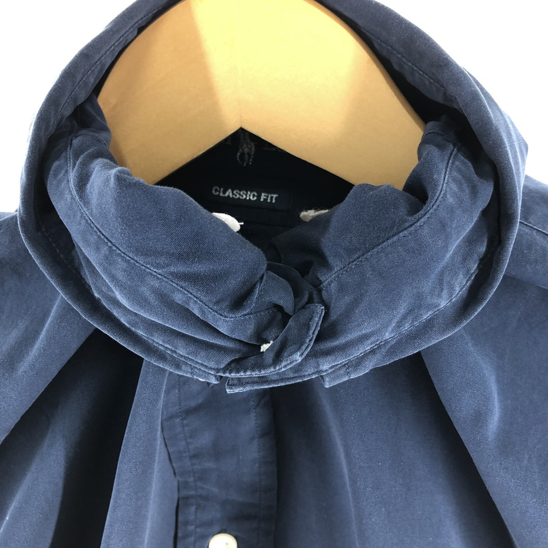 Ralph Lauren Classic Fit short sleeve button down shirt, men's size M cotton navy blue type Vintage Second Hand