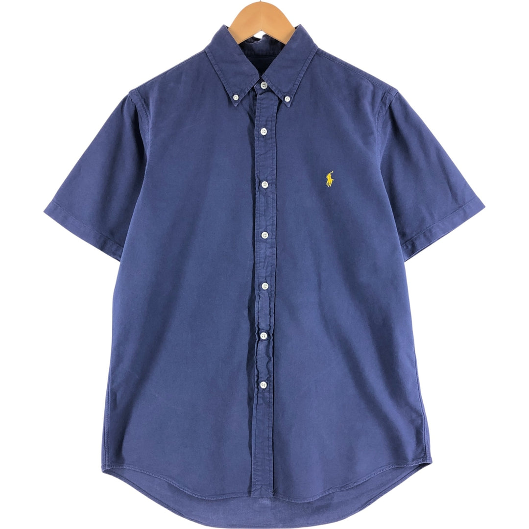 Ralph Lauren short sleeve button down shirt, men's size M cotton blue type Vintage Second Hand