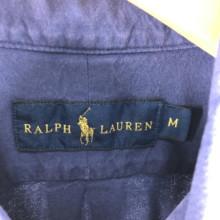 Ralph Lauren short sleeve button down shirt, men's size M cotton blue type Vintage Second Hand