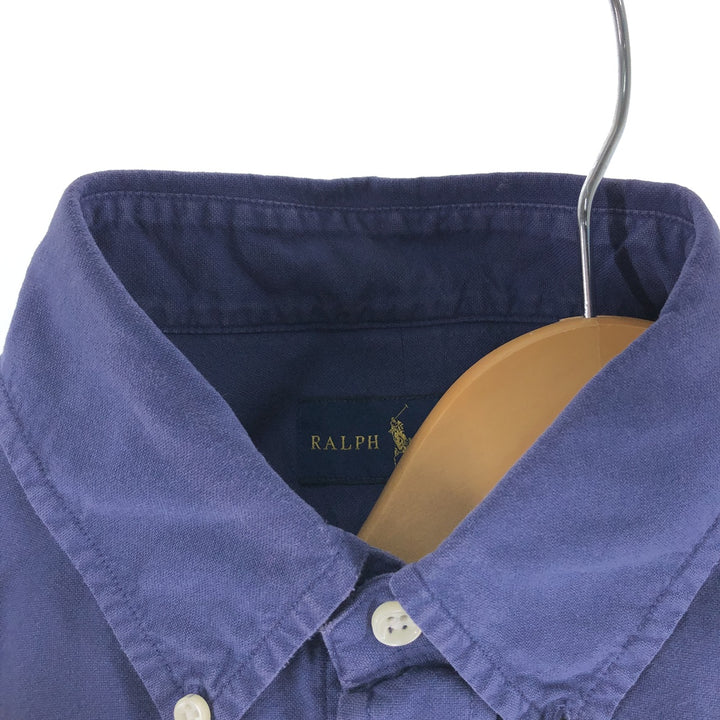 Ralph Lauren short sleeve button down shirt, men's size M cotton blue type Vintage Second Hand