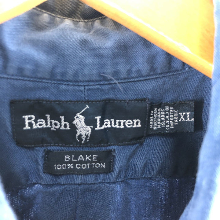 Ralph Lauren BLAKE short sleeve button down shirt, men's XL size cotton blue type Vintage Second Hand