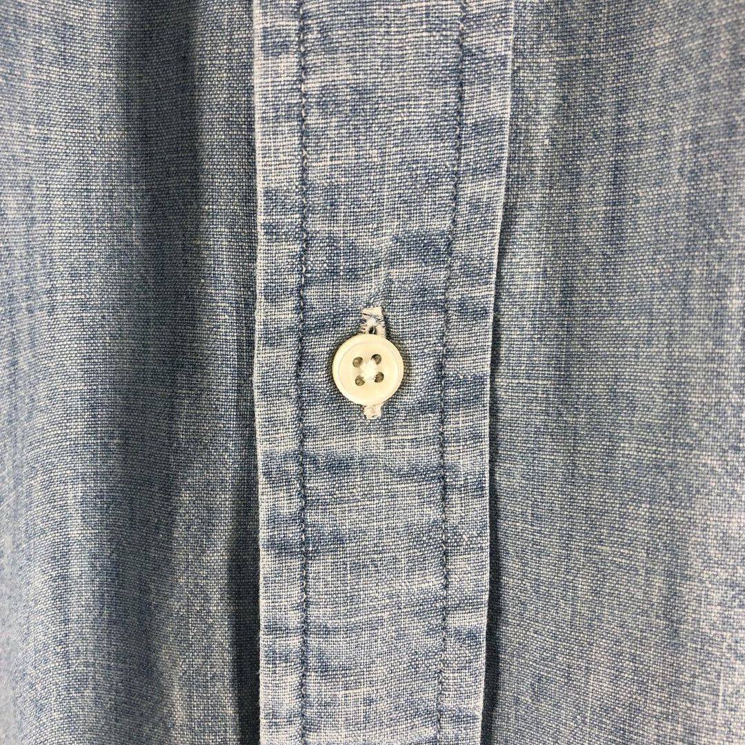Ralph Lauren Chambray short sleeve button down shirt, men's XL size cotton Blue type light blue Vintage Second Hand