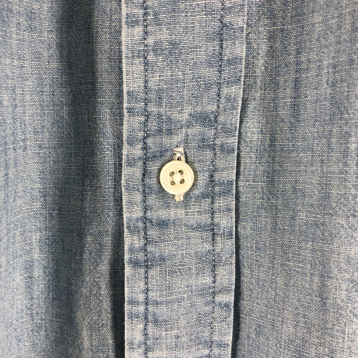Ralph Lauren Chambray short sleeve button down shirt, men's XL size cotton Blue type light blue Vintage Second Hand