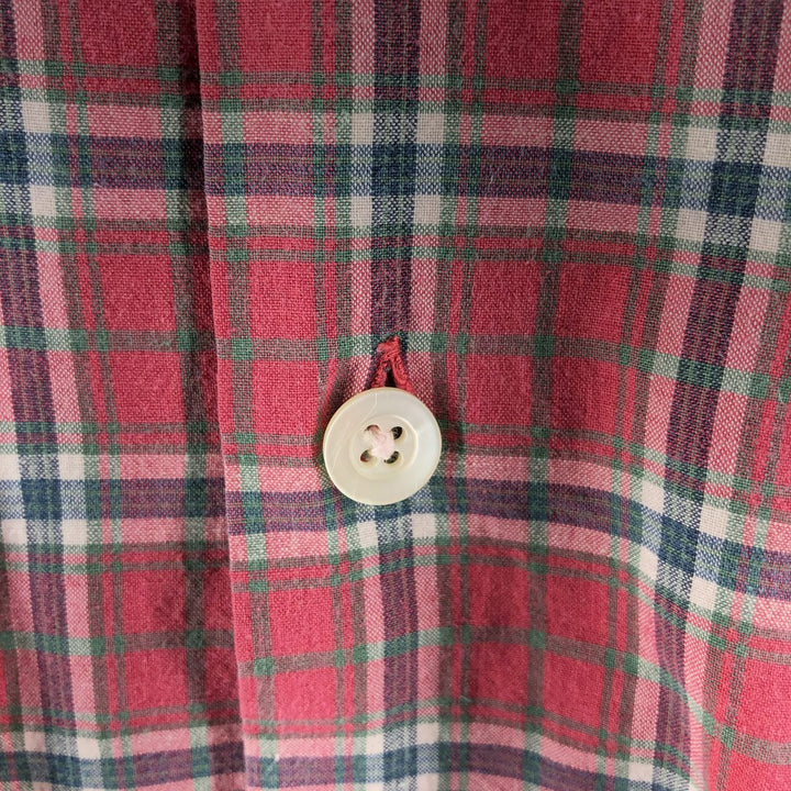 Ralph Lauren SPORTSMAN short sleeve button down check shirt, men's XXL size cotton red type Vintage Second Hand