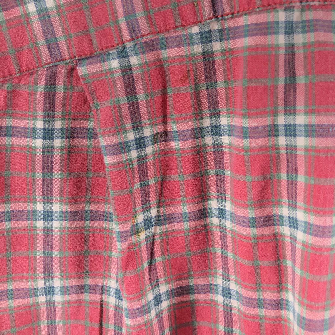 Ralph Lauren SPORTSMAN short sleeve button down check shirt, men's XXL size cotton red type Vintage Second Hand
