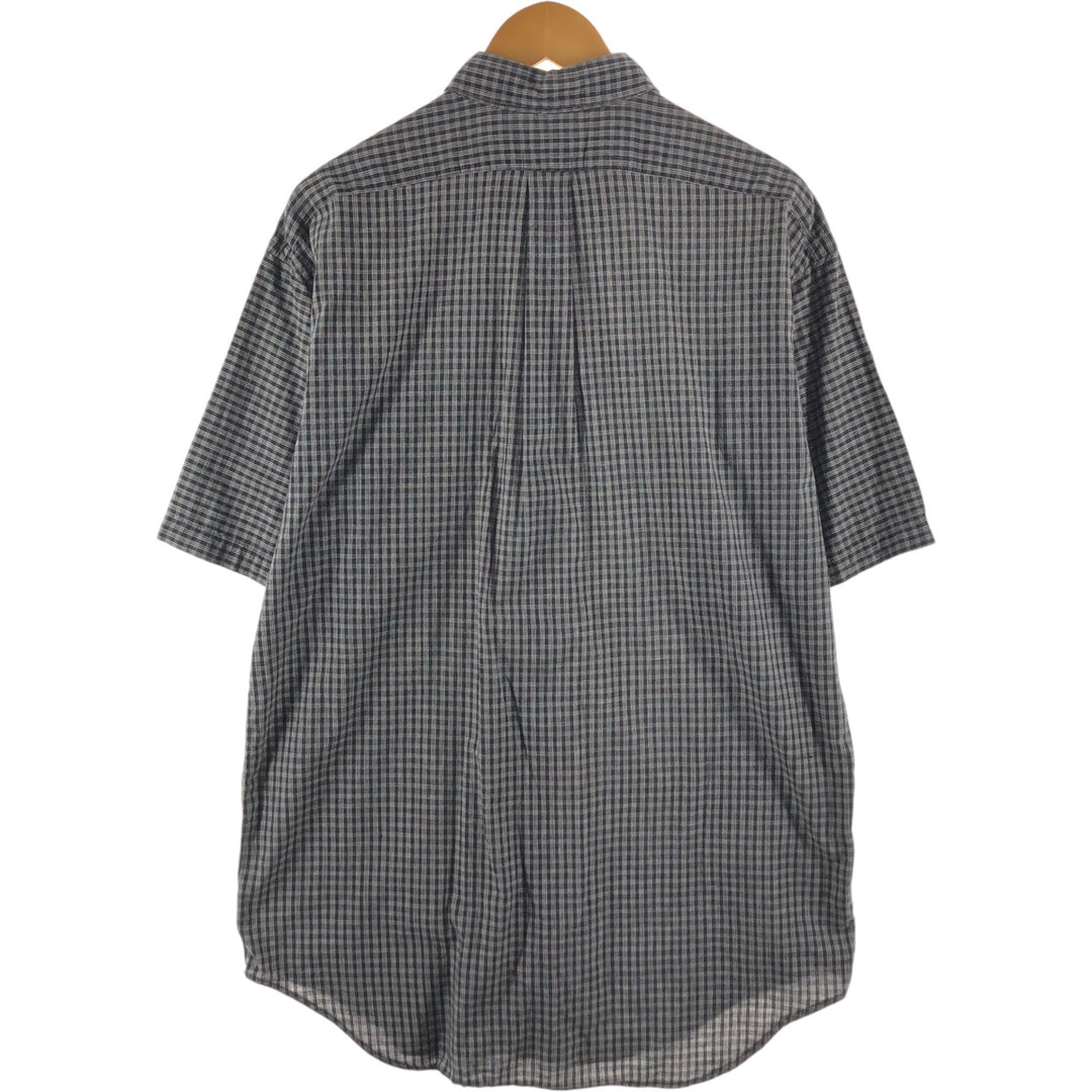 Ralph Lauren POLO by Ralph Lauren short sleeve button down check shirt made in Canada men's size L cotton black type Vintage Second Hand