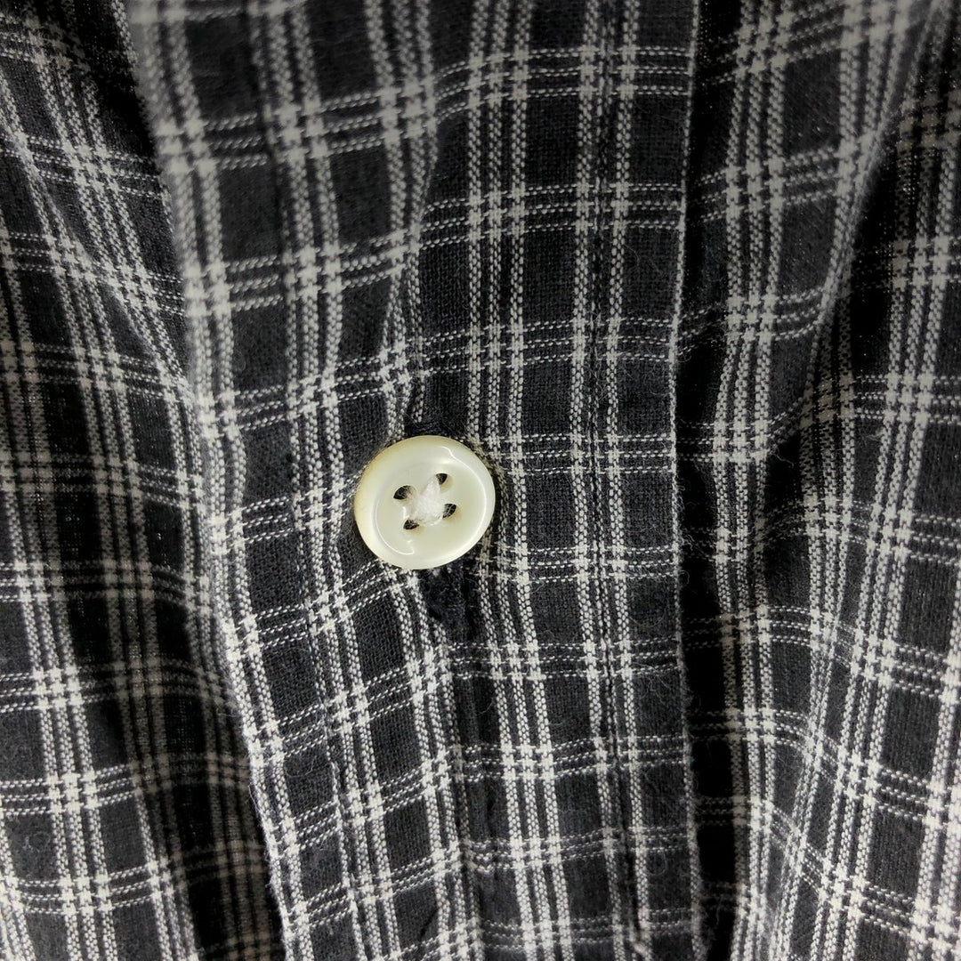 Ralph Lauren POLO by Ralph Lauren short sleeve button down check shirt made in Canada men's size L cotton black type Vintage Second Hand