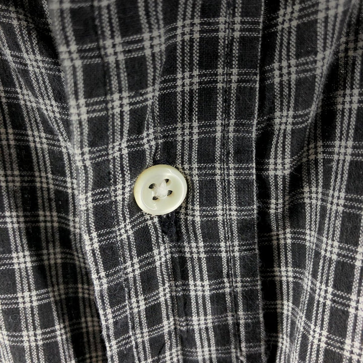 Ralph Lauren POLO by Ralph Lauren short sleeve button down check shirt made in Canada men's size L cotton black type Vintage Second Hand